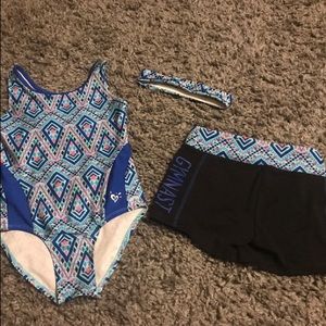 Girls Size 7 Justice Leotard Shorts Gymnastics
